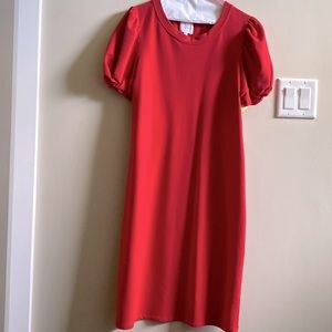 Sundays red puff sleeve cotton knit dress